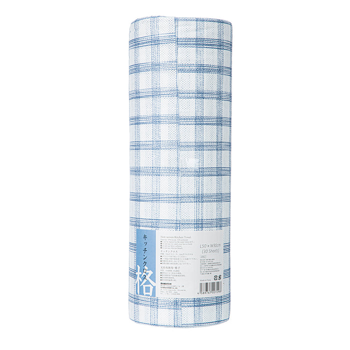 Dishcloth Rolled-Plaid, Blue, Single Tear Size:50*30 4589767207298