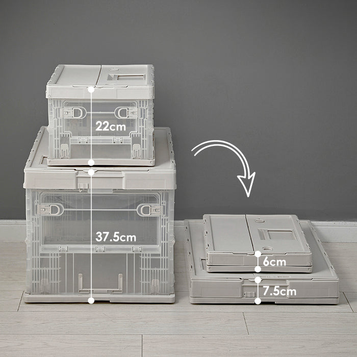 Folding Stroage Box M, Khaki + Transparent, 52*36*33.5Cm 4589767252090