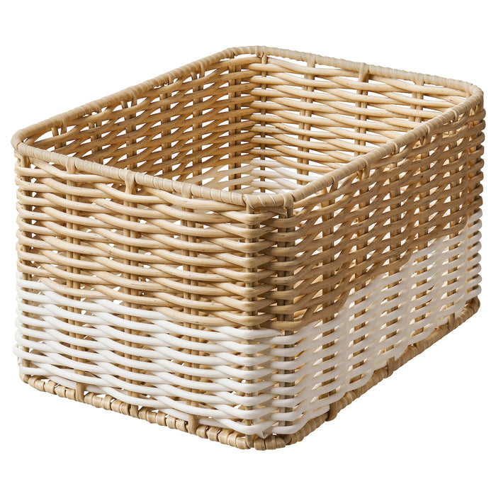 DJURTRANARE basket, beige/white, 18x25x14 cm, 40563818