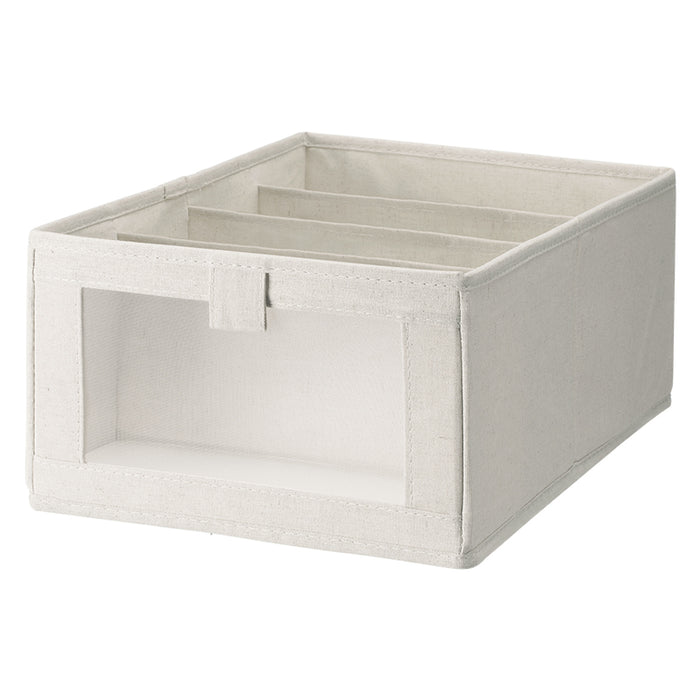 Washable Cotton Box-L With 4 Grids, Beige, 27*40*17Cm 4589767237561