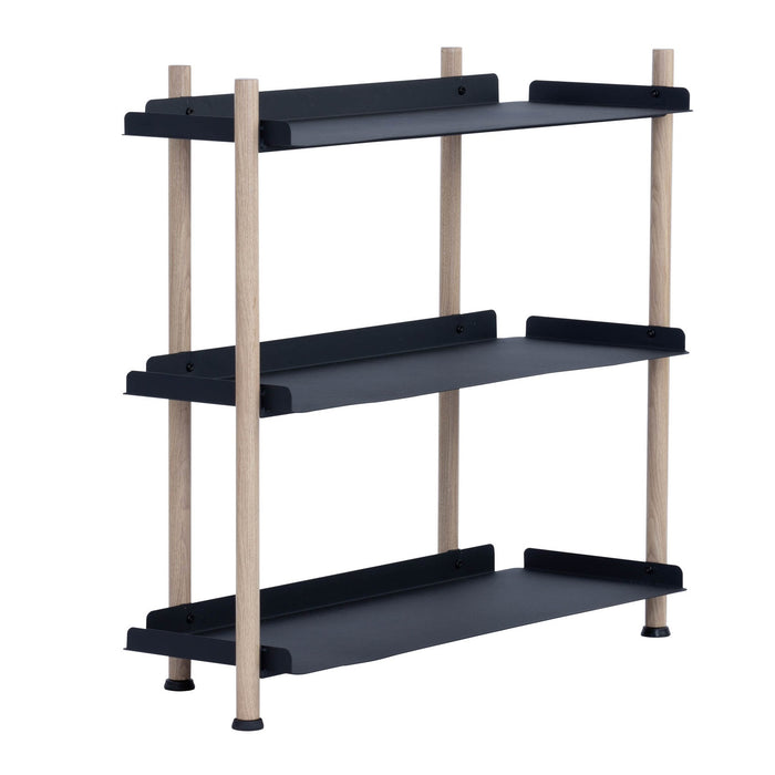 EMBRY 3-tier Shelf, Black/smoke oak, 86x31x75.5 cm, 522005