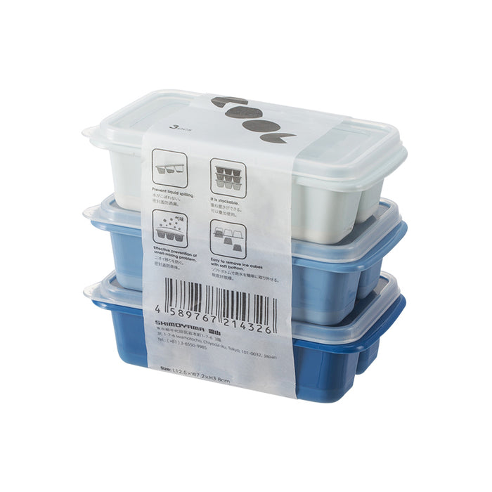 6 Grids Ice Box(3 Pcs A Set)-Soft Bottom, Blue, 4589767214326