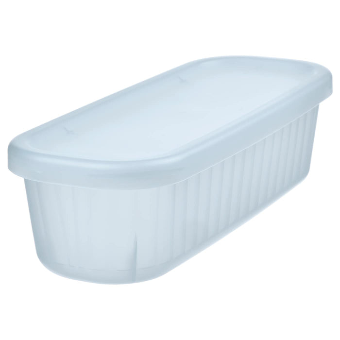 RYKTA Storage box with lid, transparent grey-blue, 9x24x7 cm/0.5 l, 60533203