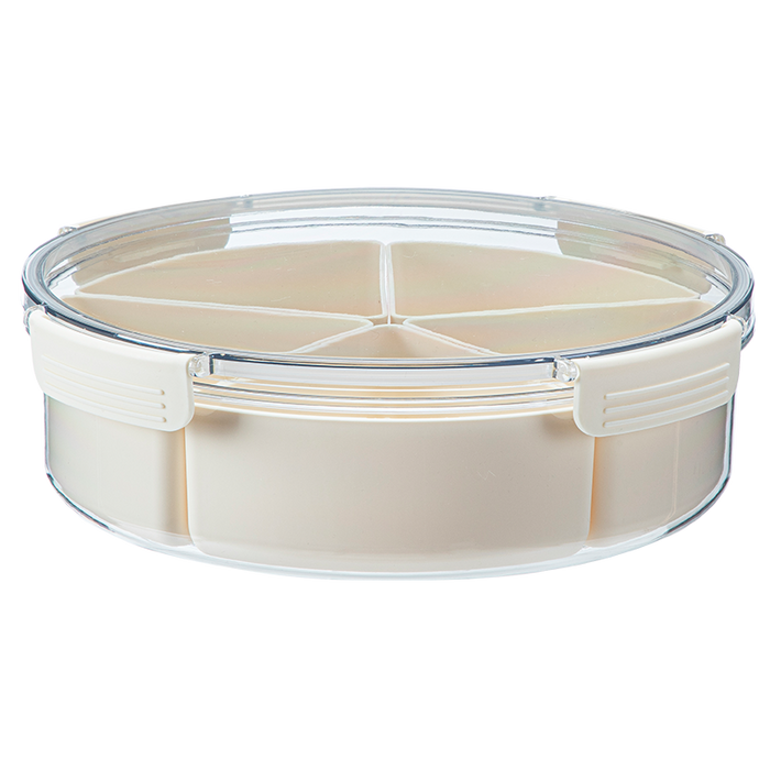 Abs Rotatable Fruit Plate Box Pc Lid White, White, 30.5x10.5Cm 4589767253226