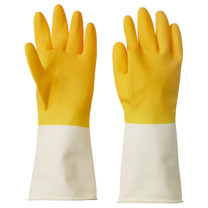 RINNIG cleaning gloves, bright yellow/off-white, M, 90565853