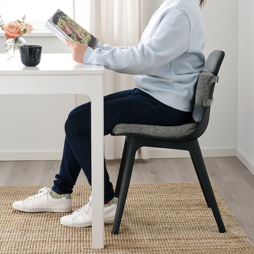 AKERVINDEFLY Lumbar cushion, grey, 32x14.5x6.5 cm