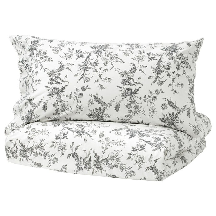 ALVINE KVIST Duvet cover and pillowcase, white/grey, 150x200/50x80 cm, 40233031