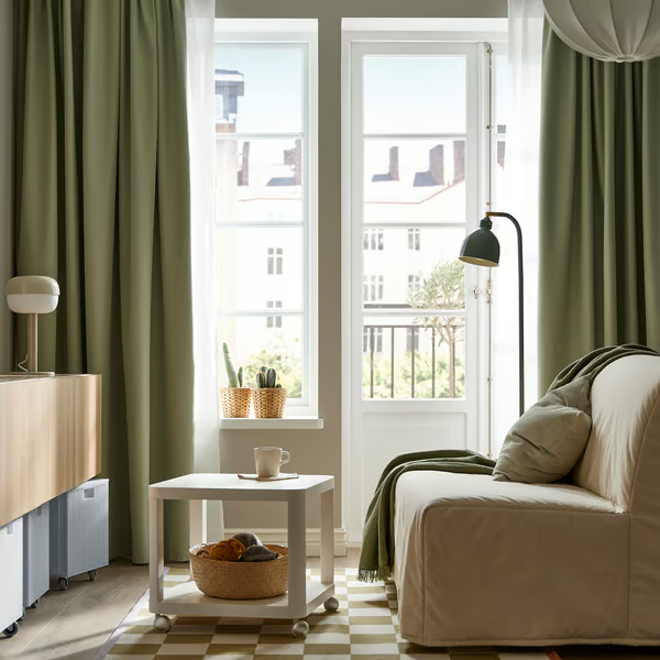 BENGTA Block-out curtain, 1 piece, green/with heading tape, 210x250 cm, 60602164