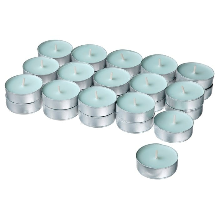 BUKETTAPEL Scented tealight, bergamot & cedarwood/pale green, 3.5 hr, 40552810