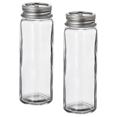 CITRONHAJ Salt and pepper shakers, clear glass/stainless steel, 12 cm, 20553226