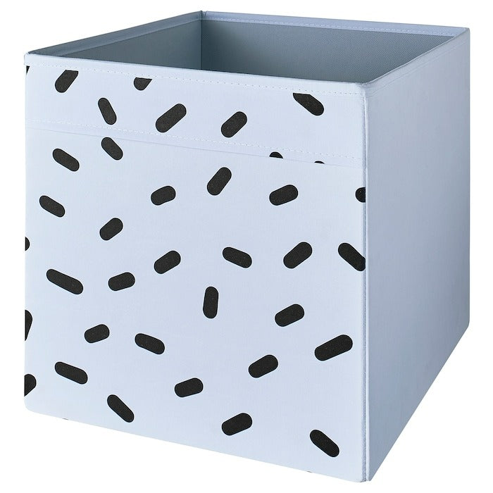 DRONA Box, blue/black patterned, 33x38x33 cm, 30558153