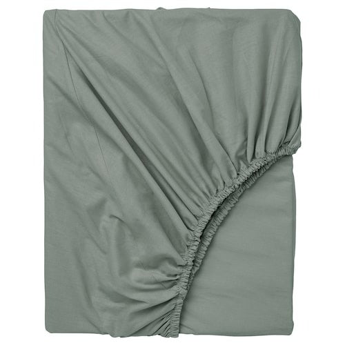 DVALA Fitted sheet, grey-green, 80x200 cm, 90549641