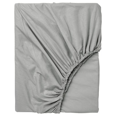 DVALA Fitted sheet, light grey, 180x200 cm, 60482454
