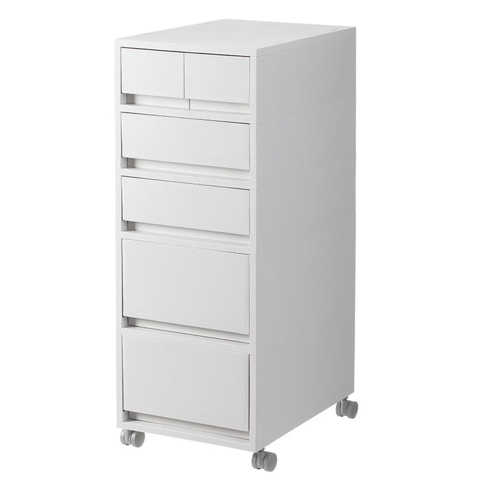 PP Vertical Five-Drawer Combination Cabinet With Wheels 26*37*68.2Cm, White, 37*26*64.5Cm 4589767218768