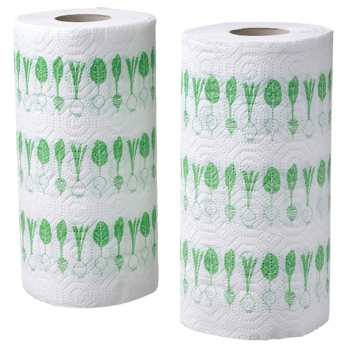 FAMILJ kitchen roll, patterned bright green/white, 50530747