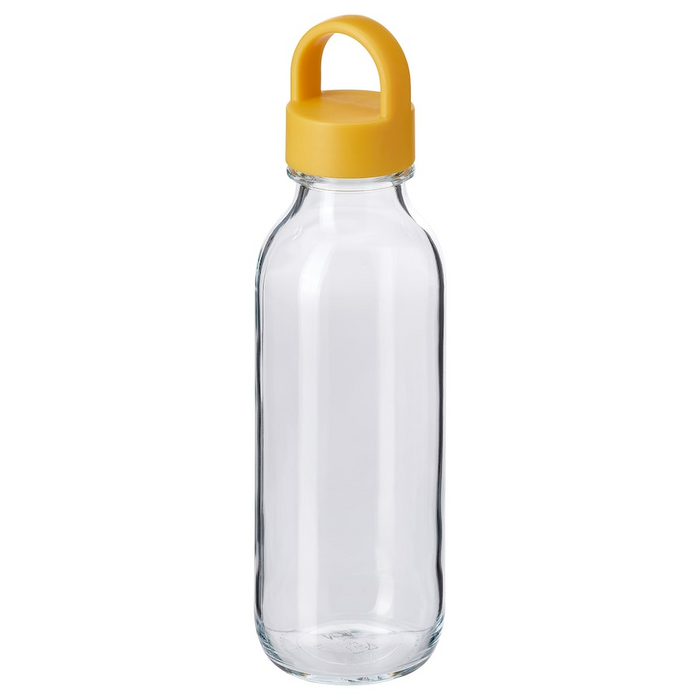 FORMSKON Water bottle, clear glass/yellow, 0.5 l, 80497223