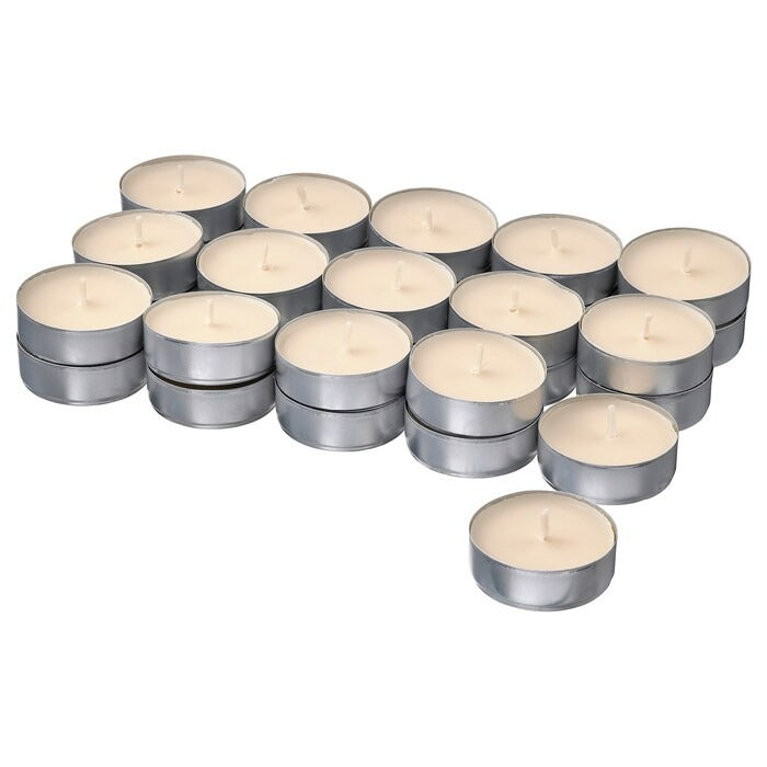 GLANSLIND Scented tealight, smoky vanilla/light beige, 3.5 hr, 10552816