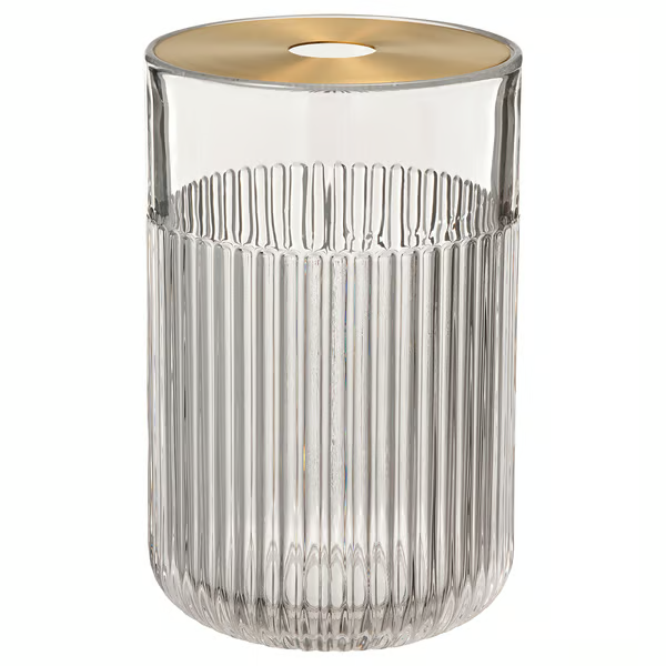 GRADVIS Vase with metal insert, clear glass/gold-colour, 21 cm