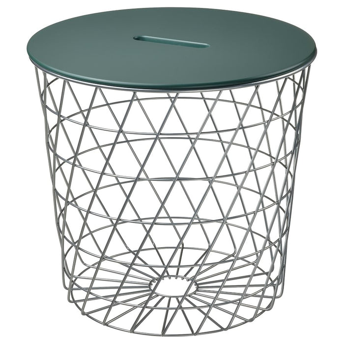 KVISTBRO Storage table, silver-colour/dark grey-green, 44 cm, 60533571