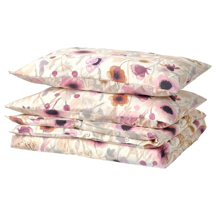 LONNHOSTMAL Duvet cover and 2 pillowcases, multicolour/floral pattern, 200x200/50x80 cm, 40547017