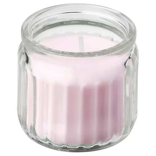 LUGNARE Scented candle in glass, Jasmine/pink, 12 hr, 50571484