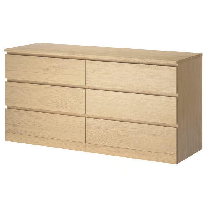 MALM Chest of 6 drawers, white stained oak veneer, 160x78 cm, 50354664