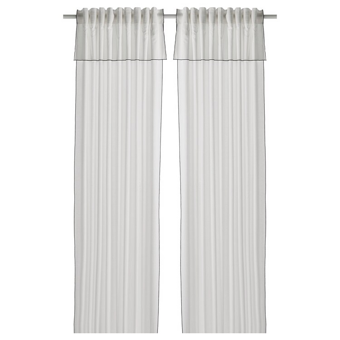 MOALISA Curtains, 1 pair, white/black, 145x250 cm, 40499511