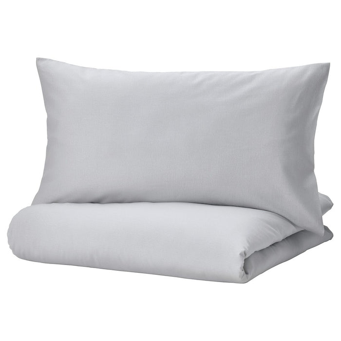 NATTSVARMARE Duvet cover and pillowcase, light grey, 150x200/50x80 cm, 40529344