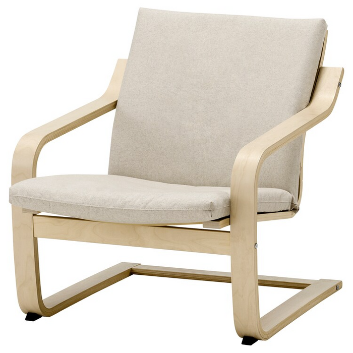 POANG Low-back armchair, natural colour/beige/Katorp natural colour/beige, 69551607