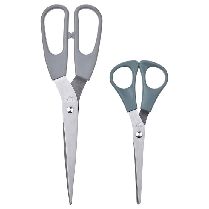 SVARDFISK Scissors, set of 2, stainless steel grey/grey-turquoise, 40563432