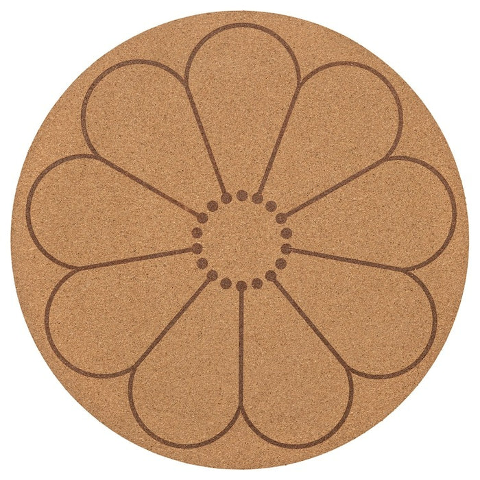 SVARTVIDE Place mat, cork/patterned flower, 35 cm, 80550809