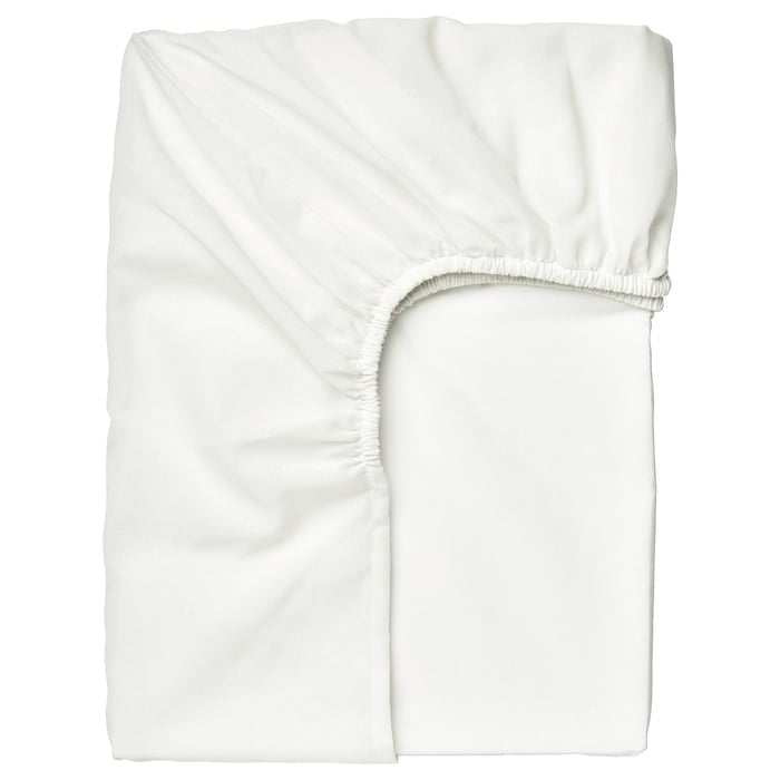 TAGGVALLMO Fitted sheet, white, 90x200 cm, 90459819