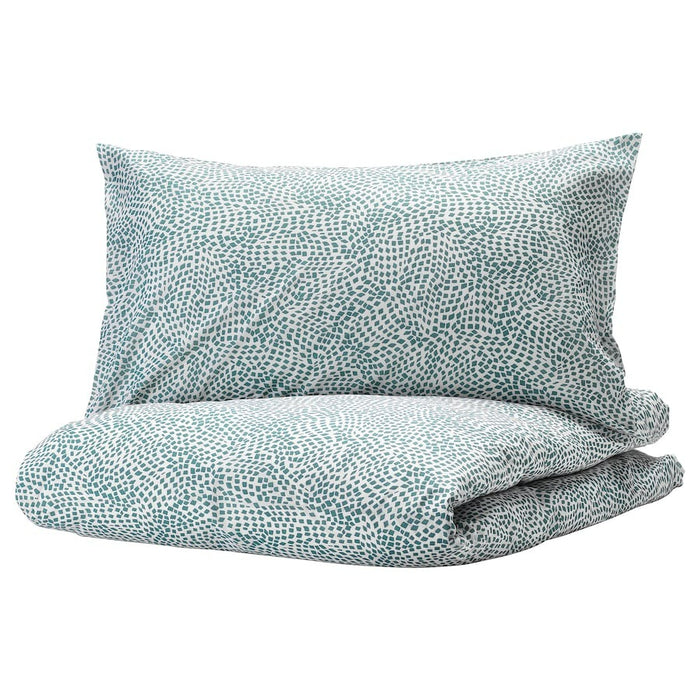 TRADKRASSULA Duvet cover and 2 pillowcases, white/blue, 200x200/50x80 cm, 30392836