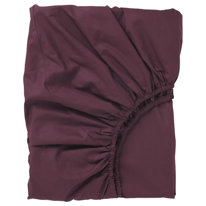 ULLVIDE Fitted sheet, deep red, 150x200 cm, 00558084