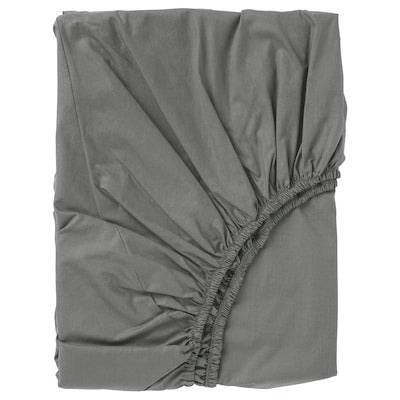 ULLVIDE Fitted sheet, grey, 150x200 cm, 50336953