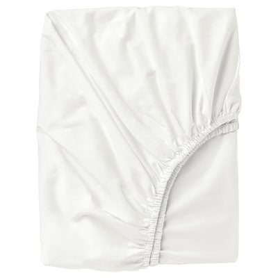ULLVIDE Fitted sheet, white, 180x200 cm, 30335544