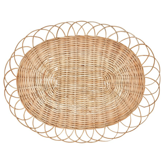 VARGFISK Place mat, natural/rattan handmade, 35 cm, 30531875