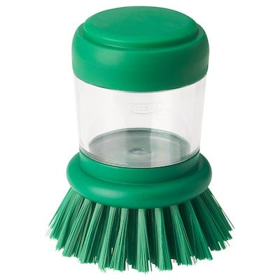VIDEVECKMAL Dish-washing brush with dispenser, bright green, 60561007