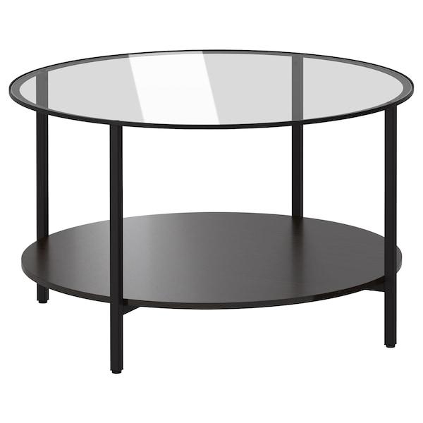 VITTSJO Coffee table, black-brown/glass 75 cm, 00213313