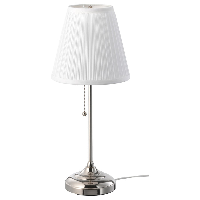 ARSTID Table lamp, nickel-plated/white, 00280637