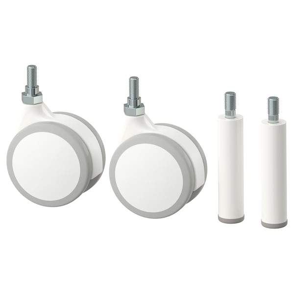 JONAXEL 2 legs and 2 castors, white, 00431293