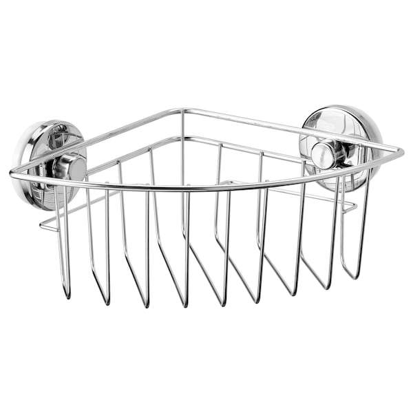 KROKFJORDEN corner shelf unit with suction cup 20x11 cm zinc plated, 00454005