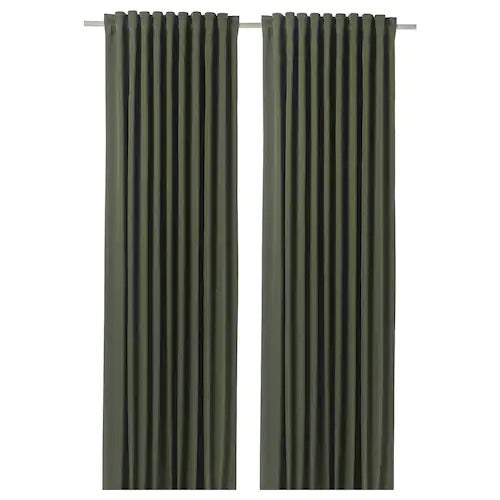 BLAHUVA block-out curtains, 1 pair, green, 145x250, 00465457