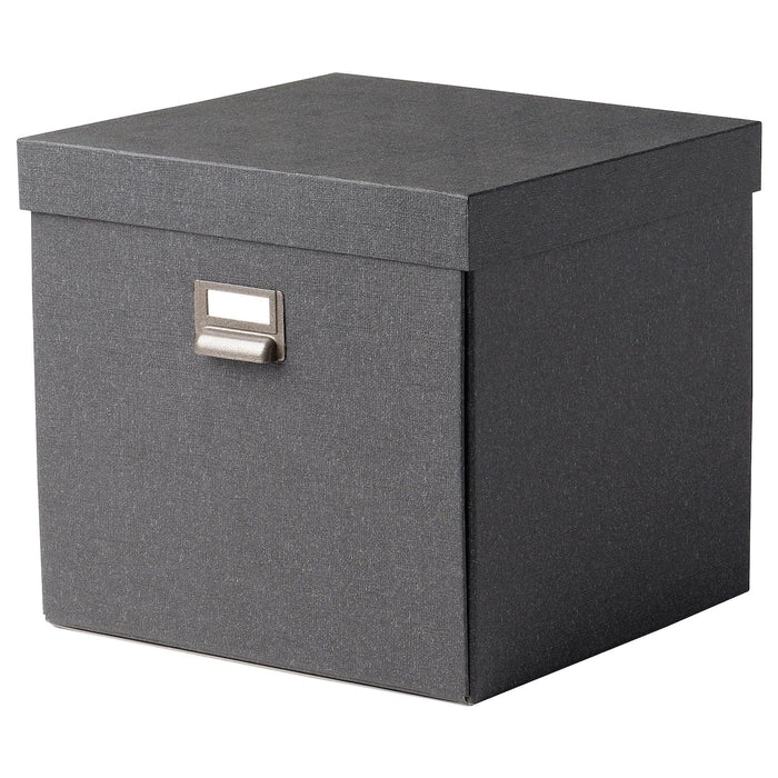 TJOG Storage box with lid, dark grey, 32x31x30 cm, 00477672