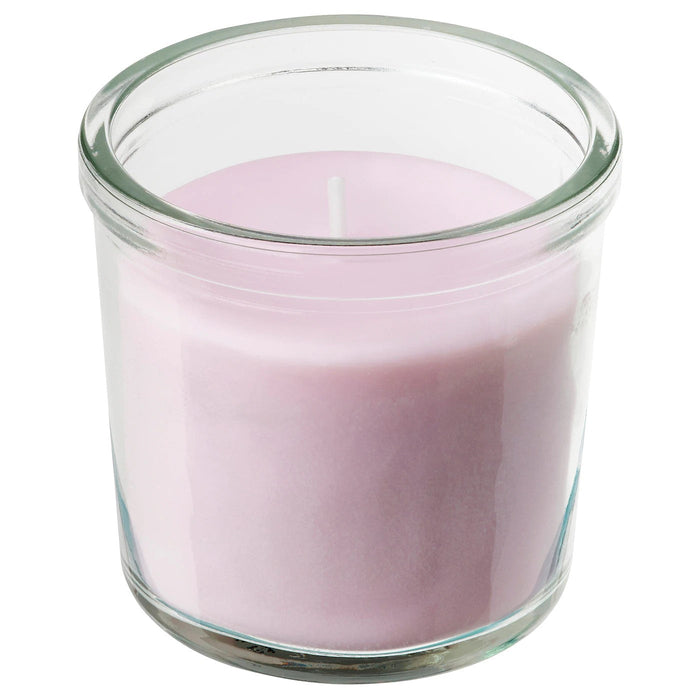 LUGNARE Scented candle in glass, Jasmine/pink 20 hr, 00502110