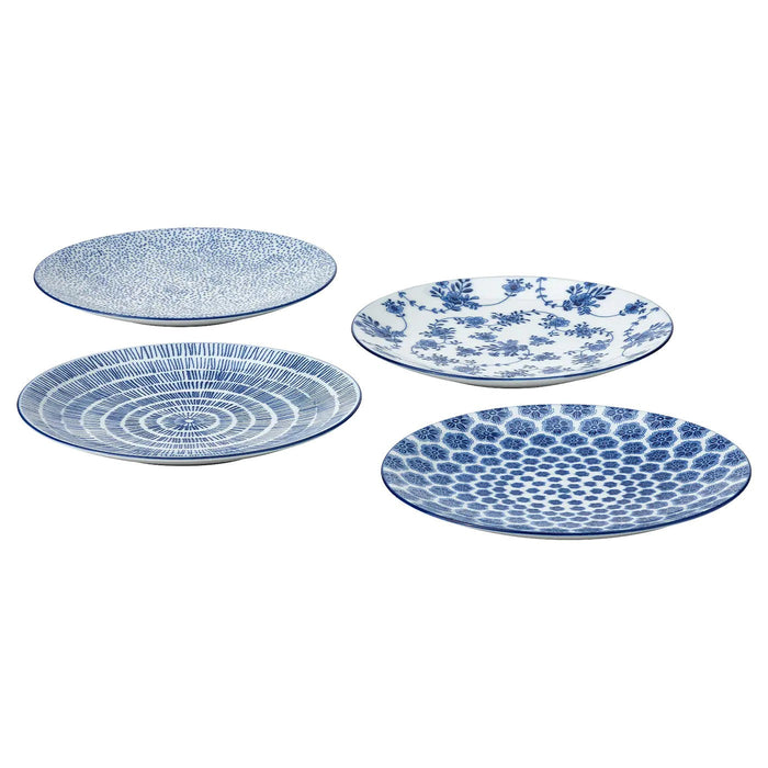 ENTUSIASM Side plate, patterned/blue, 18 cm, 00505359