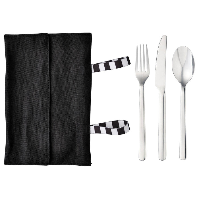 FINSKUREN Travel cutlery with case, stainless steel/black, 00517951