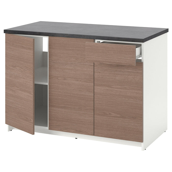 KNOXHULT Base cabinet with doors and drawer, wood effect/grey, 120 cm, 10334239