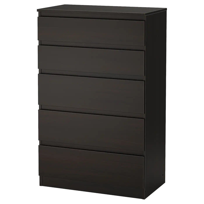 KULLEN Chest of 5 drawers, black-brown, 70x112 cm, 10355731