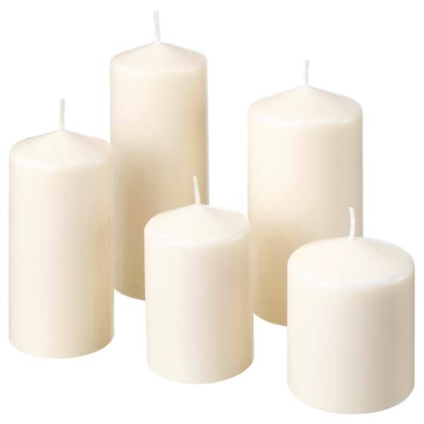 FENOMEN Unscented block candle, set of 5, natural, 10377945